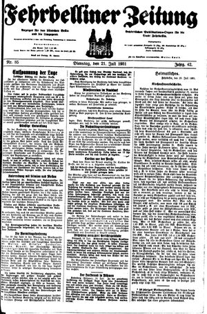 Fehrbelliner Zeitung on Jul 21, 1931