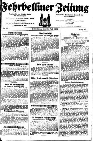 Fehrbelliner Zeitung on Jul 23, 1931