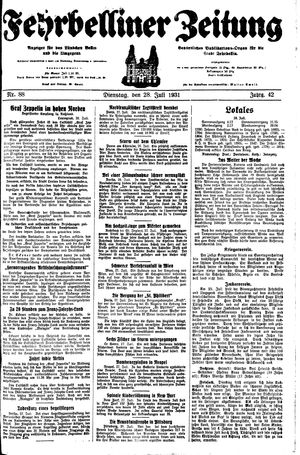 Fehrbelliner Zeitung vom 28.07.1931