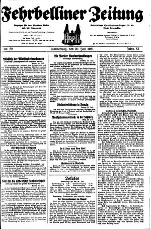 Fehrbelliner Zeitung vom 30.07.1931