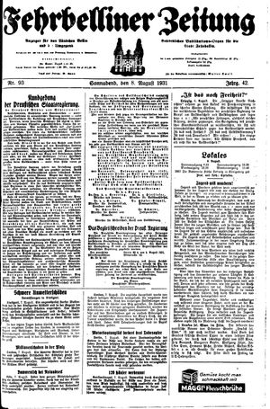 Fehrbelliner Zeitung vom 08.08.1931
