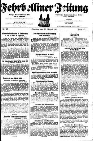 Fehrbelliner Zeitung vom 18.08.1931