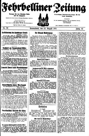 Fehrbelliner Zeitung on Aug 22, 1931