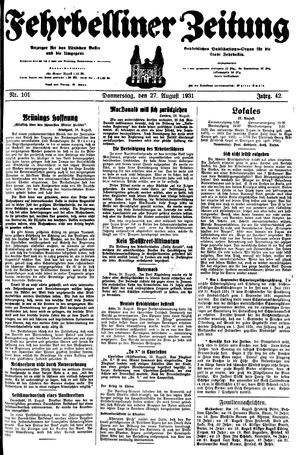 Fehrbelliner Zeitung vom 27.08.1931