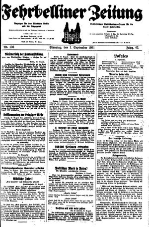 Fehrbelliner Zeitung vom 01.09.1931