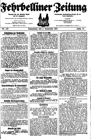 Fehrbelliner Zeitung vom 05.09.1931