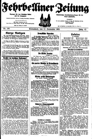 Fehrbelliner Zeitung vom 12.09.1931