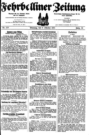 Fehrbelliner Zeitung vom 06.10.1931