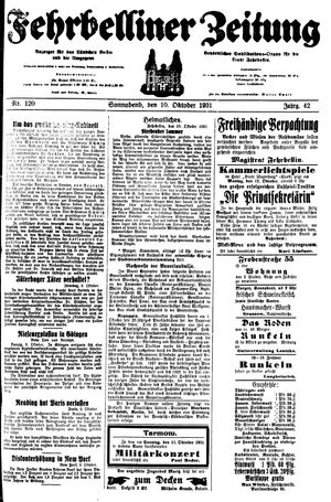 Fehrbelliner Zeitung vom 10.10.1931