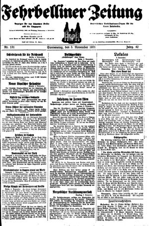 Fehrbelliner Zeitung vom 05.11.1931