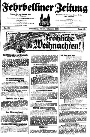 Fehrbelliner Zeitung vom 24.12.1931