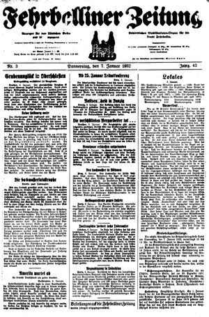 Fehrbelliner Zeitung vom 07.01.1932