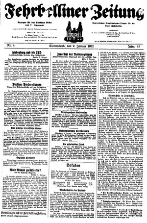 Fehrbelliner Zeitung vom 09.01.1932