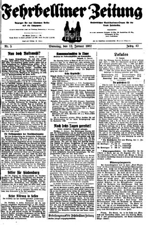 Fehrbelliner Zeitung vom 12.01.1932