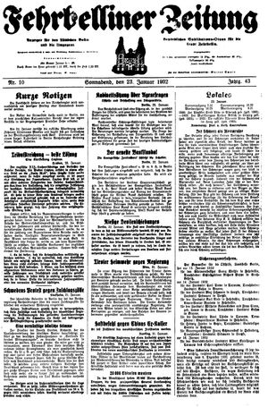Fehrbelliner Zeitung vom 23.01.1932