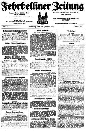 Fehrbelliner Zeitung vom 26.01.1932