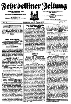 Fehrbelliner Zeitung vom 30.01.1932