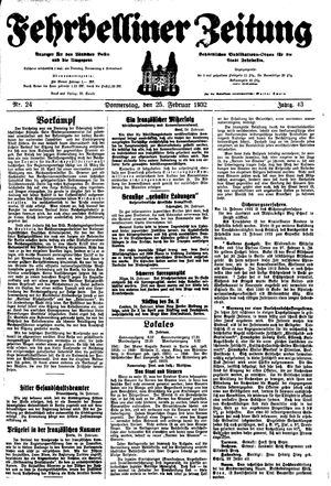 Fehrbelliner Zeitung vom 25.02.1932