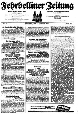 Fehrbelliner Zeitung vom 27.02.1932