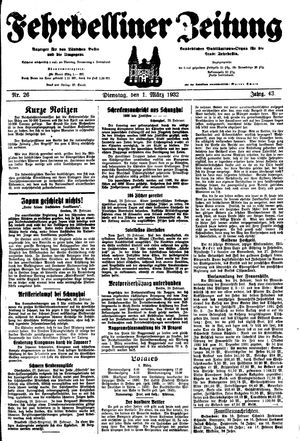 Fehrbelliner Zeitung vom 01.03.1932
