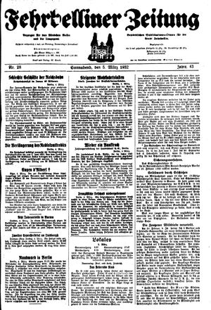 Fehrbelliner Zeitung vom 05.03.1932