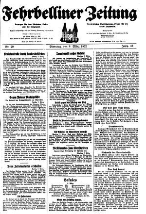 Fehrbelliner Zeitung vom 08.03.1932