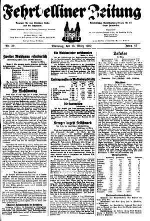 Fehrbelliner Zeitung vom 15.03.1932