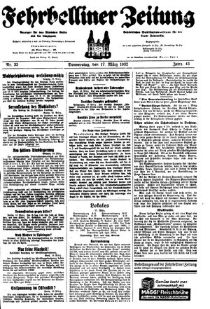 Fehrbelliner Zeitung vom 17.03.1932