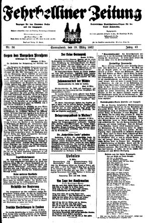 Fehrbelliner Zeitung vom 19.03.1932