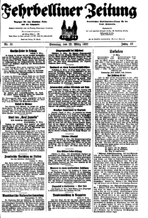 Fehrbelliner Zeitung vom 22.03.1932