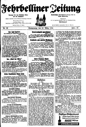 Fehrbelliner Zeitung vom 24.03.1932