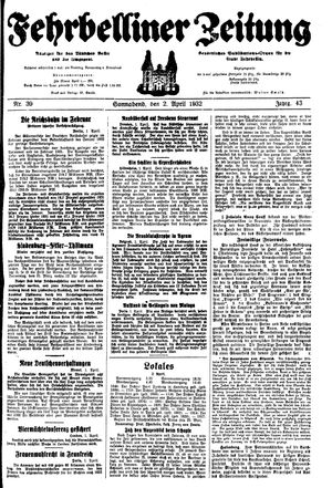 Fehrbelliner Zeitung vom 02.04.1932