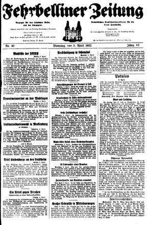 Fehrbelliner Zeitung vom 05.04.1932