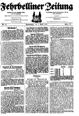 Fehrbelliner Zeitung vom 07.04.1932