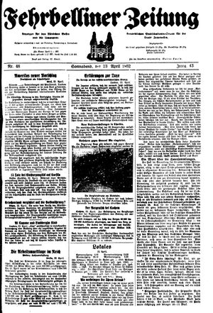 Fehrbelliner Zeitung vom 23.04.1932
