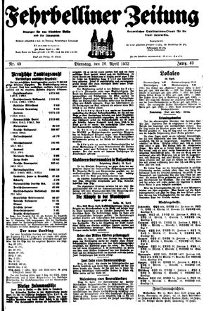 Fehrbelliner Zeitung vom 26.04.1932