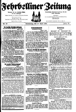 Fehrbelliner Zeitung vom 28.04.1932