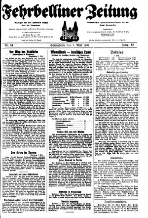 Fehrbelliner Zeitung vom 07.05.1932