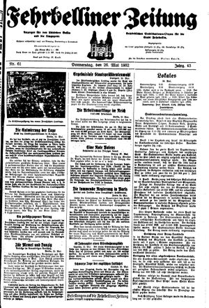 Fehrbelliner Zeitung vom 26.05.1932