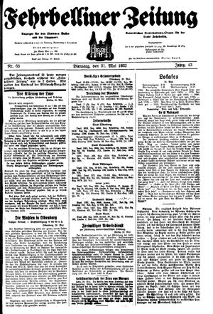 Fehrbelliner Zeitung vom 31.05.1932