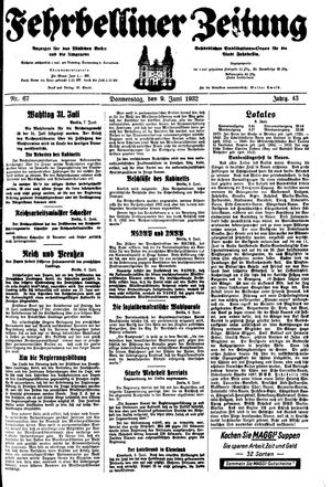 Fehrbelliner Zeitung vom 09.06.1932
