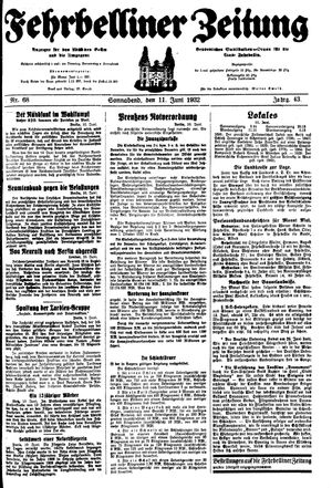 Fehrbelliner Zeitung vom 11.06.1932