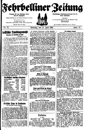 Fehrbelliner Zeitung vom 21.06.1932