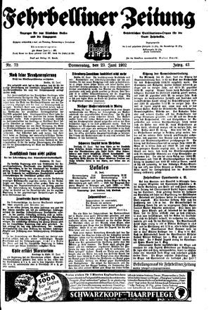Fehrbelliner Zeitung vom 23.06.1932