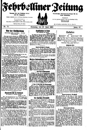Fehrbelliner Zeitung vom 28.06.1932