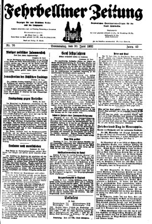 Fehrbelliner Zeitung vom 30.06.1932