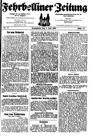 Fehrbelliner Zeitung vom 02.07.1932
