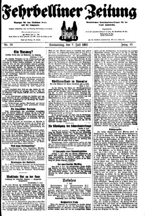 Fehrbelliner Zeitung vom 07.07.1932