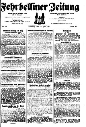 Fehrbelliner Zeitung on Jul 12, 1932