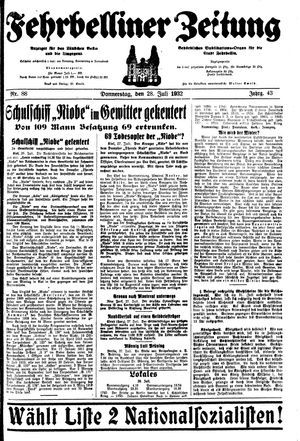 Fehrbelliner Zeitung vom 28.07.1932